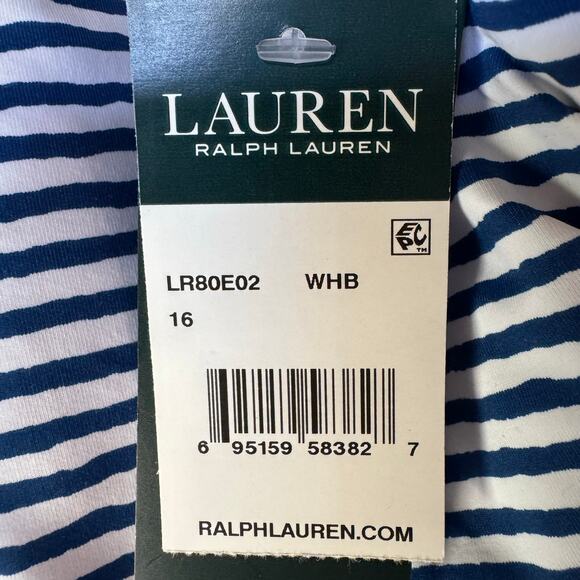 Lauren Ralph Lauren Swimsuit Painterly Stripe One Piece Size 16 Slimming NWT - Picture 10 of 10